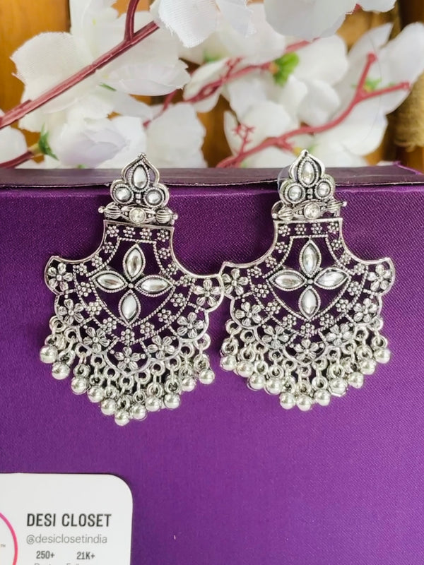 Shield Oxidised Earrings - Desi Closet