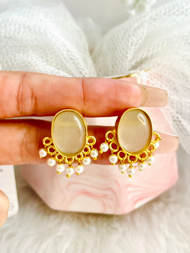 Neutral Stone Studs - Desi Closet