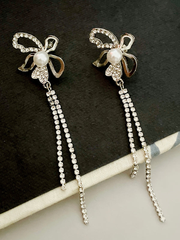 Silver Floral Party Danglers