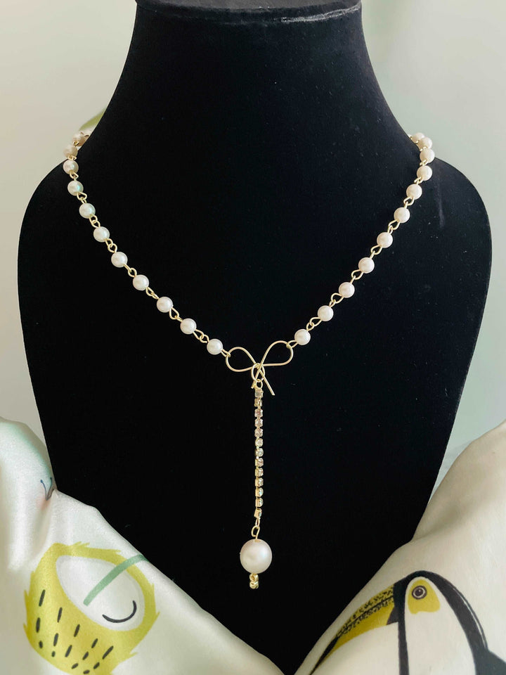 Bow Pearl Drop Neckline