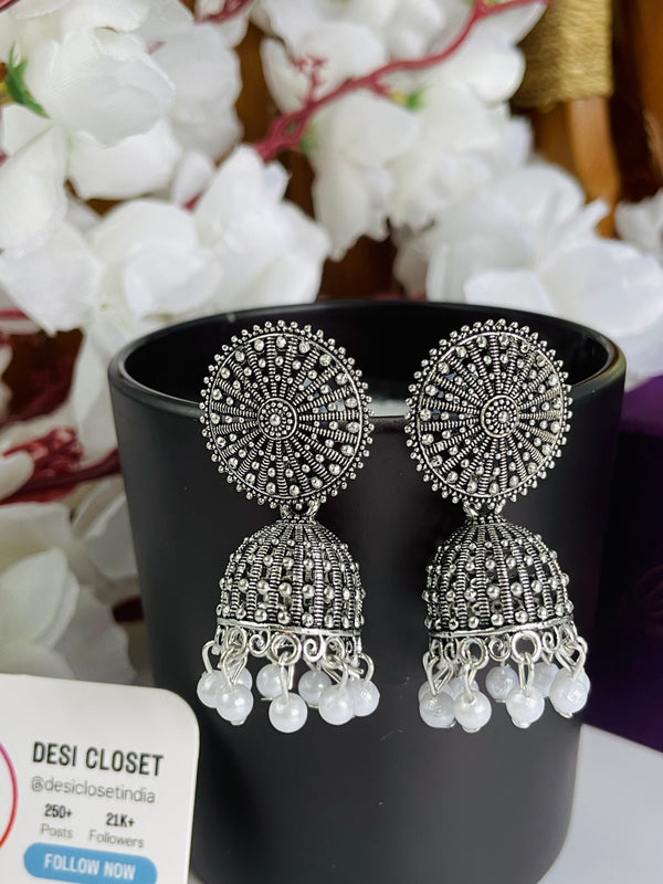 The Traditional Oxidised Jhumka - Desi Closet