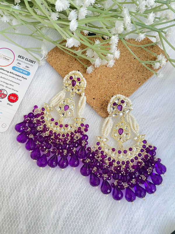 Deep Purple Mannat Moti Chandbali - Desi Closet
