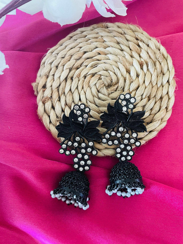 Antique Black Bow Jhumkas - Desi Closet