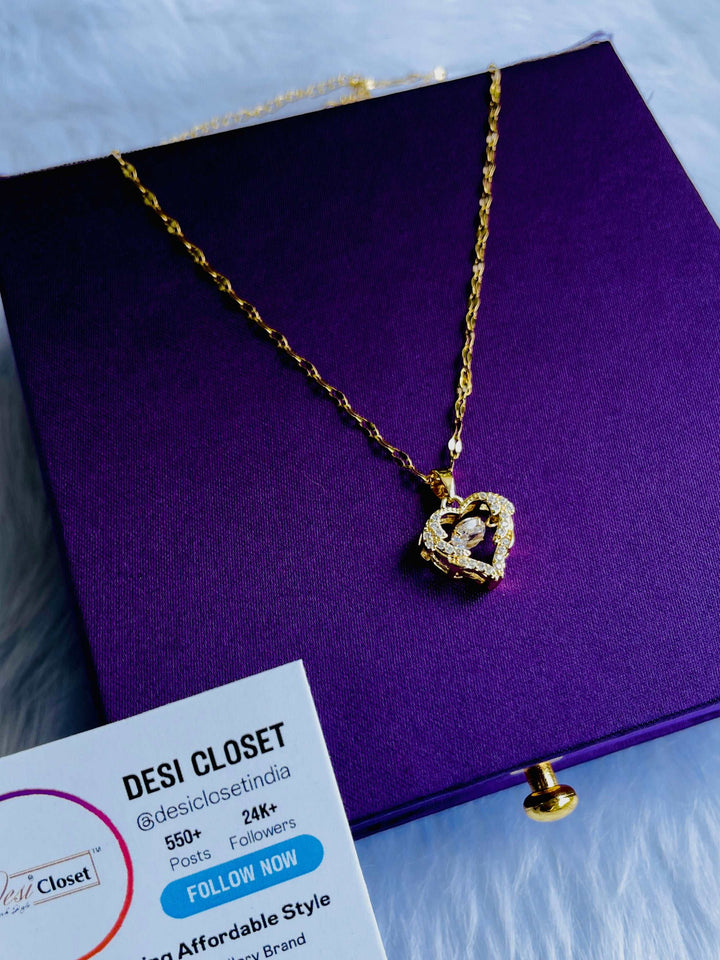 Dancing Diamond Heart Chain - Desi Closet