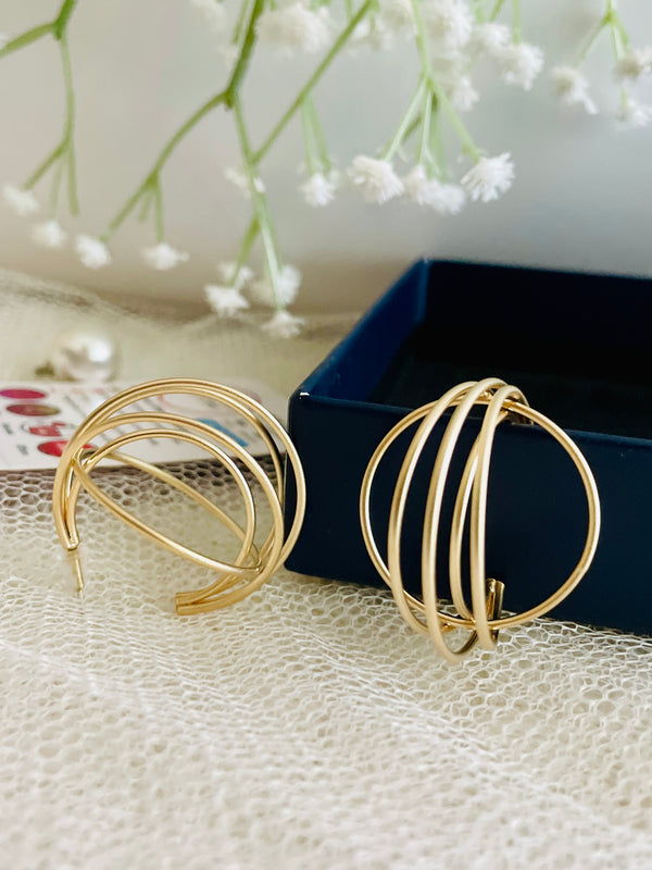 Saturn Rings Open Hoops Gold