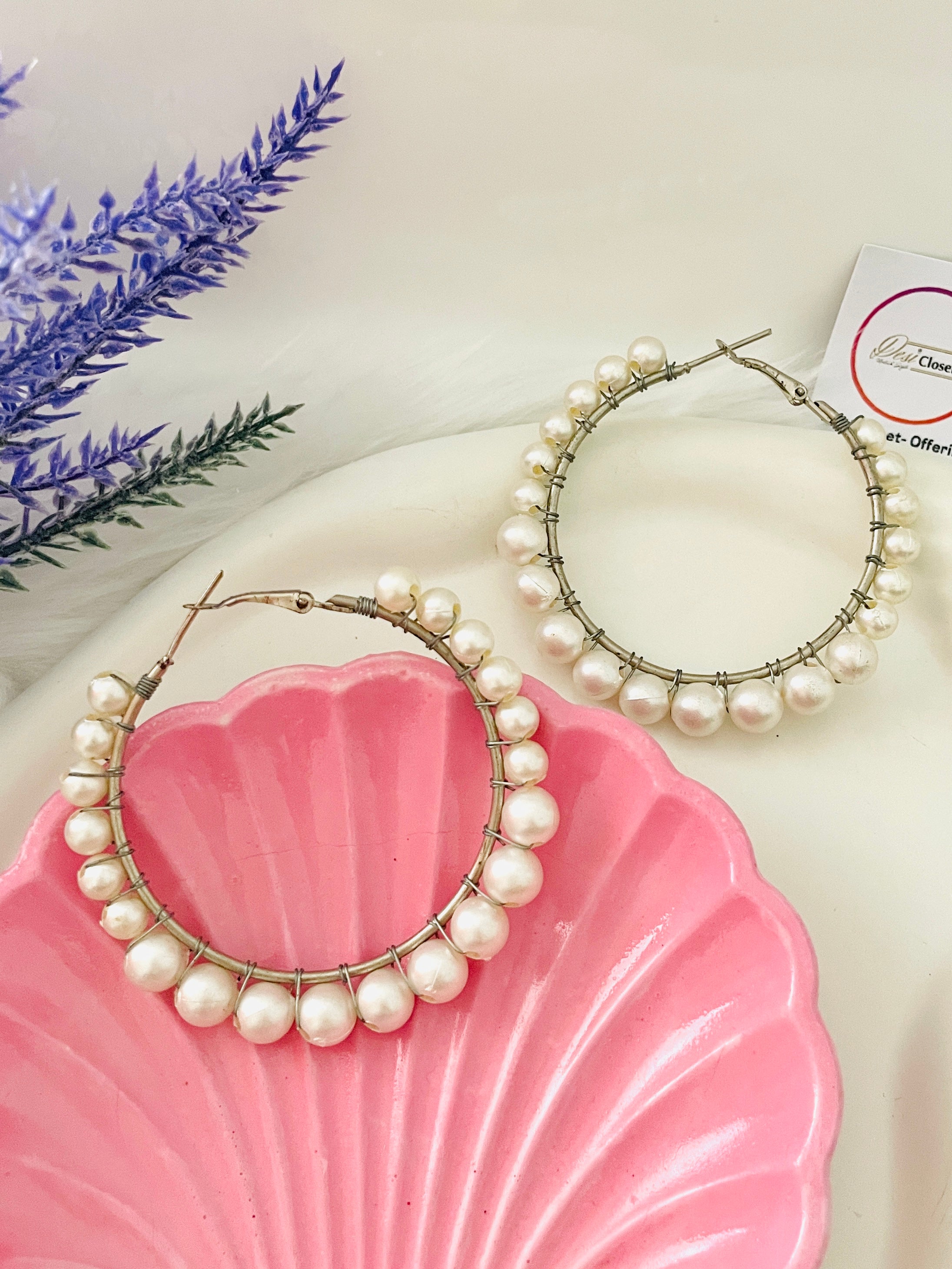 Silver String Hoop Pearls – Desi Closet