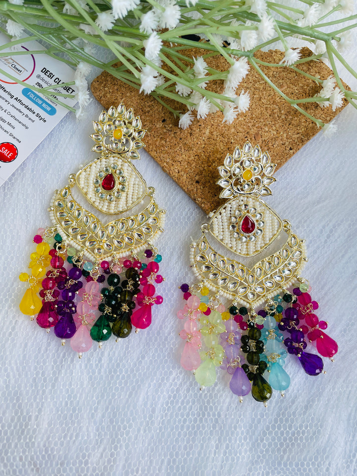 Multi Beads Eye Ethnic Drops - Desi Closet