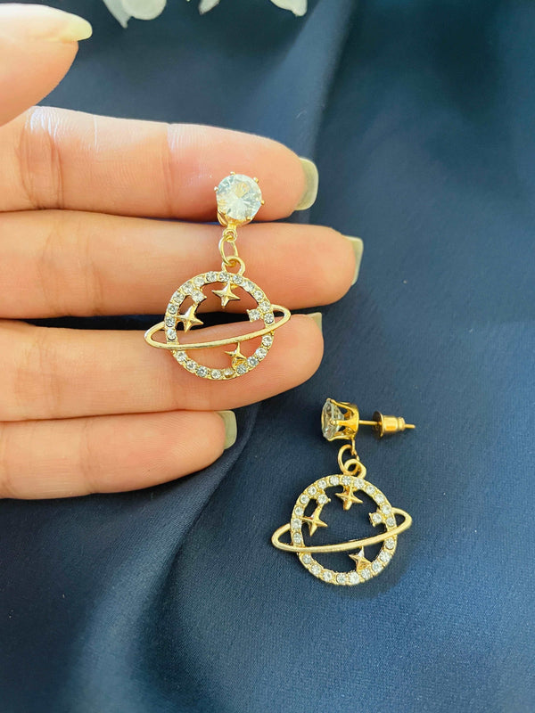 Delicate Saturn Drop Earrings - Desi Closet