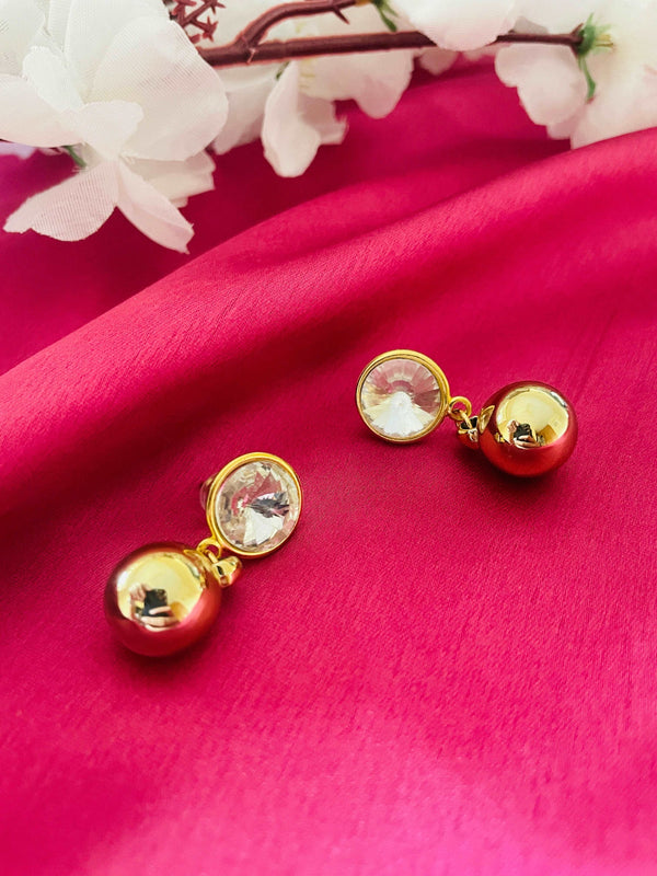 Metal Crystal Drop Earrings - Desi Closet