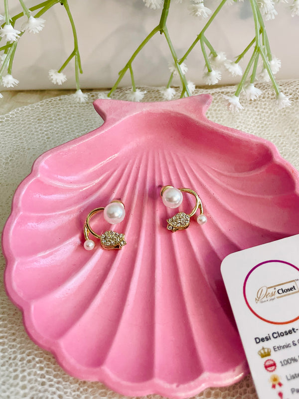 Pearl Rose & Leaf Studs