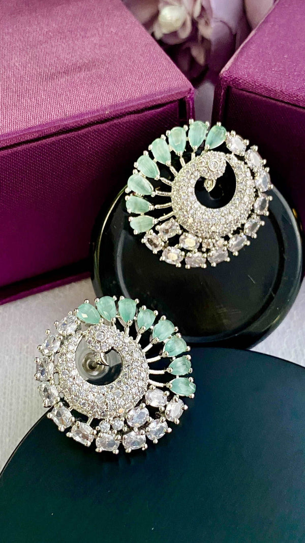 AD Peacock Green Round Studs - Desi Closet