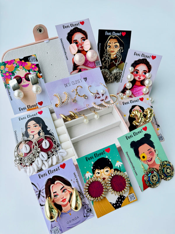 DC Best-Sellers Combo ( 18 Earrings) + Free Large jewellery Organiser