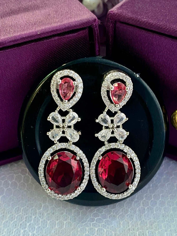 AD Ruby Star Double Drop Earrings