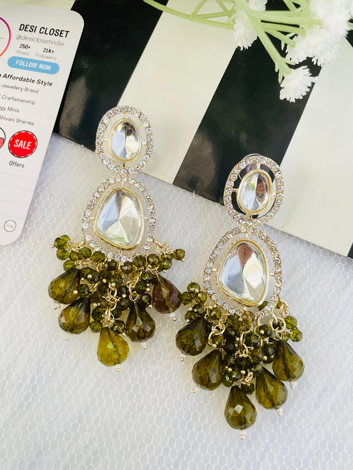 Olive Premium Indian Earrings - Desi Closet