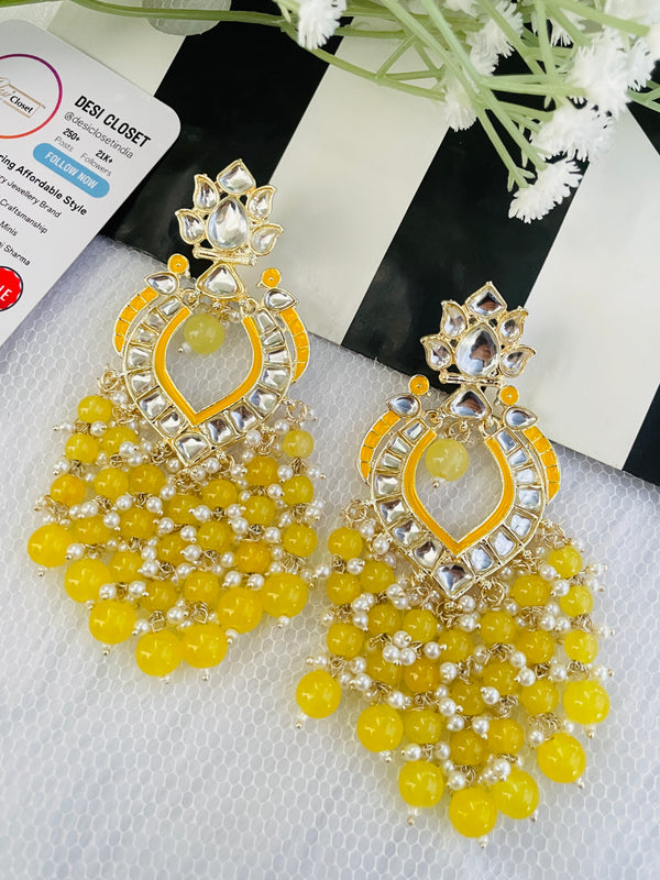 Haldi Beads Sweetheart Long Danglers - Desi Closet