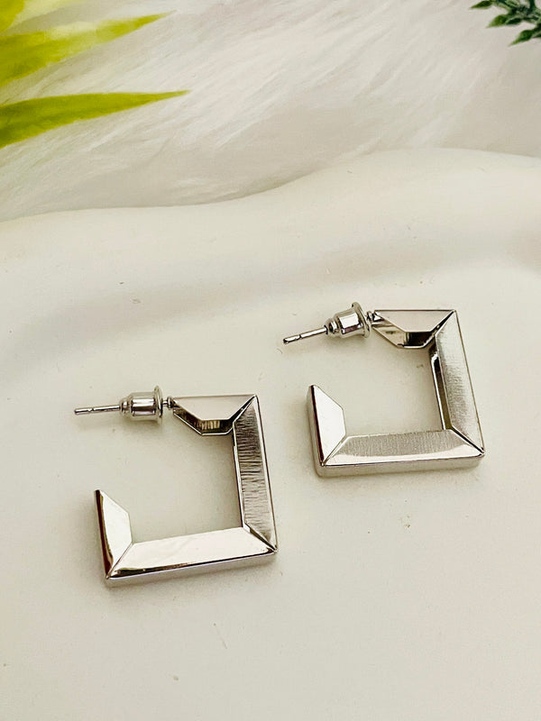 Silver Square Hoops