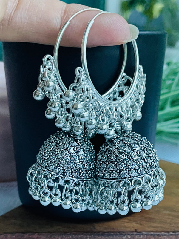 Oxidised Punjabi Bali Jhumka - Desi Closet