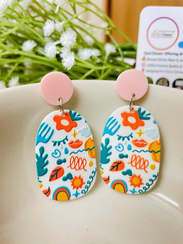 Abstract Vibrant Acrylic Weightless Earrings - Desi Closet
