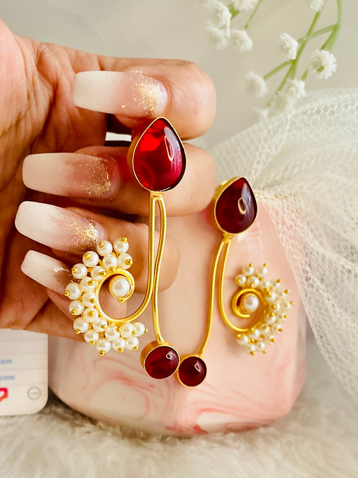 Red Spirit Wheel Earrings - Desi Closet