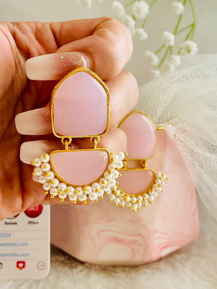 Pastel Pink Anchor Drop Earrings - Desi Closet