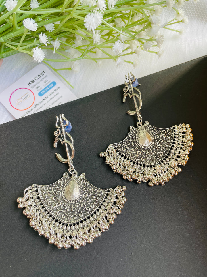 Om Trishul Boat Earrings - Desi Closet