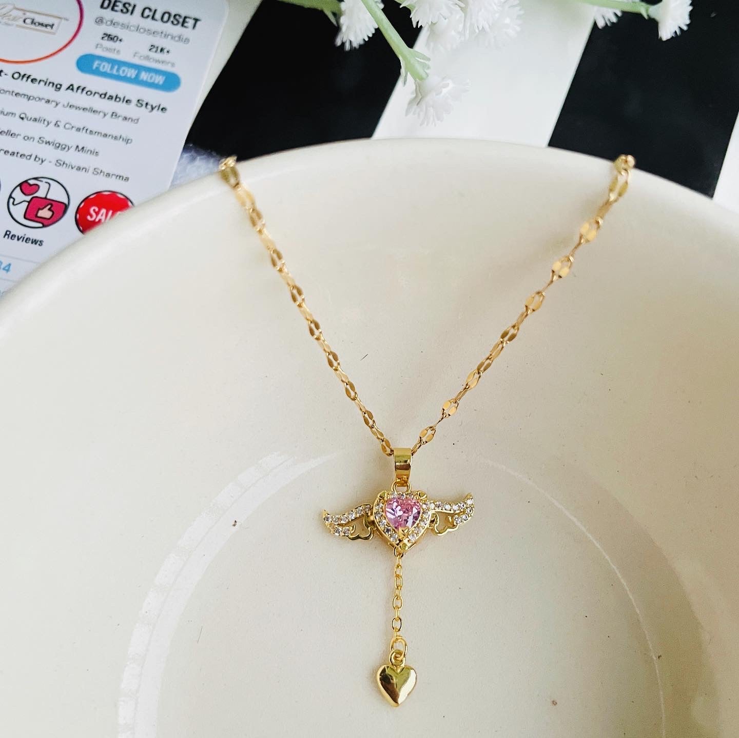 Angel Heart Necklace - Desi Closet