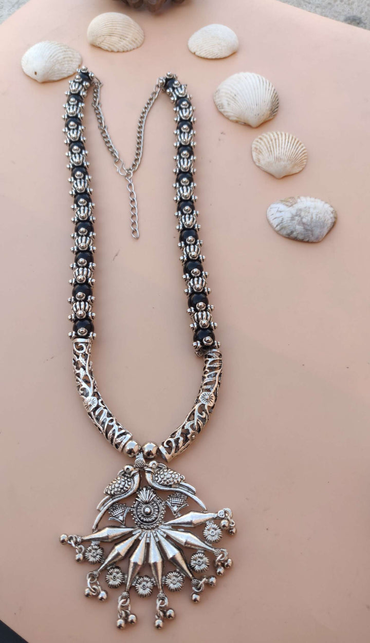 Black Chain Peacock Necklace - Desi Closet