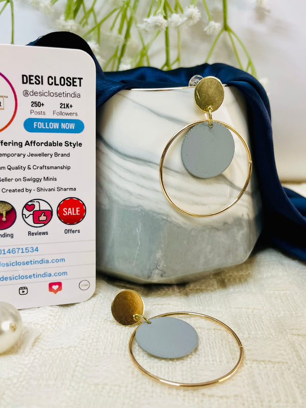 Gold Grey Formal Ring Danglers