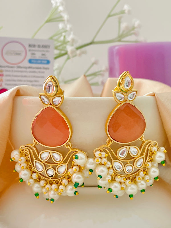 Premium Peach Stone Danglers
