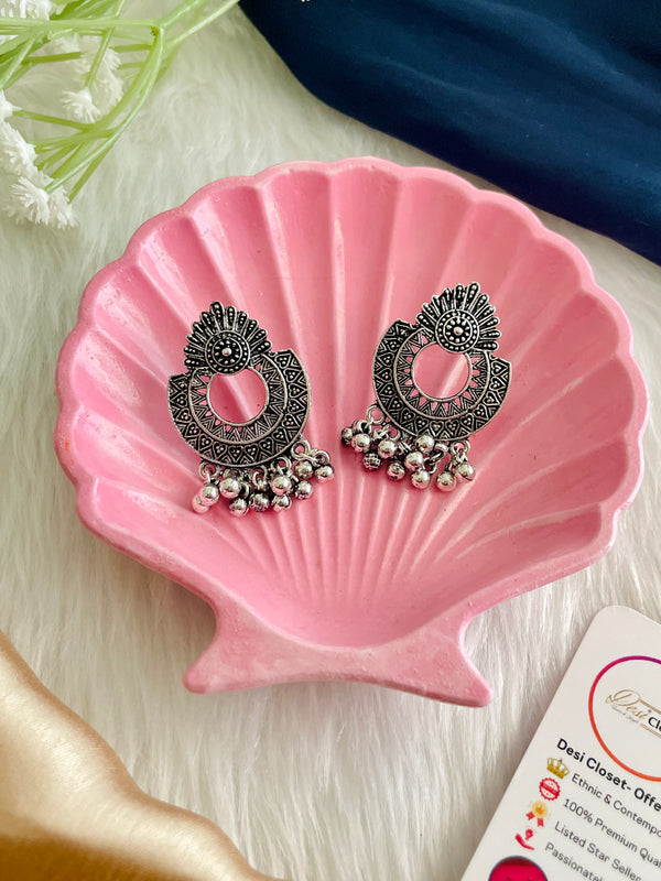 Oxidised Jumbo Studs - Desi Closet