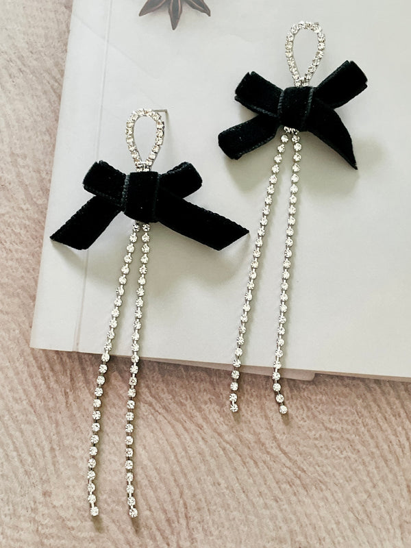 Silver Party Black Bow Drops