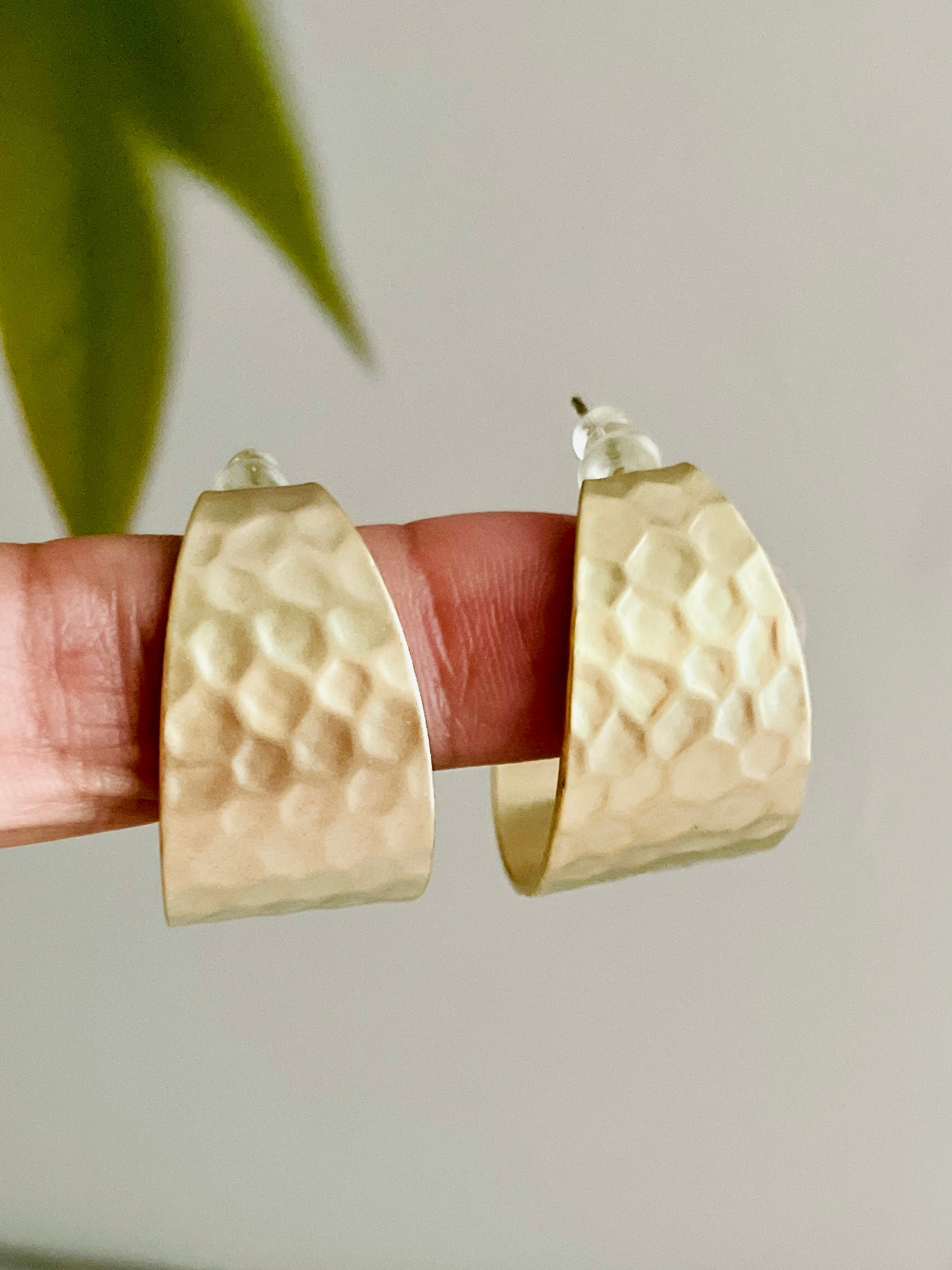 Matte Gold Hoops with Self Honey Comb Design