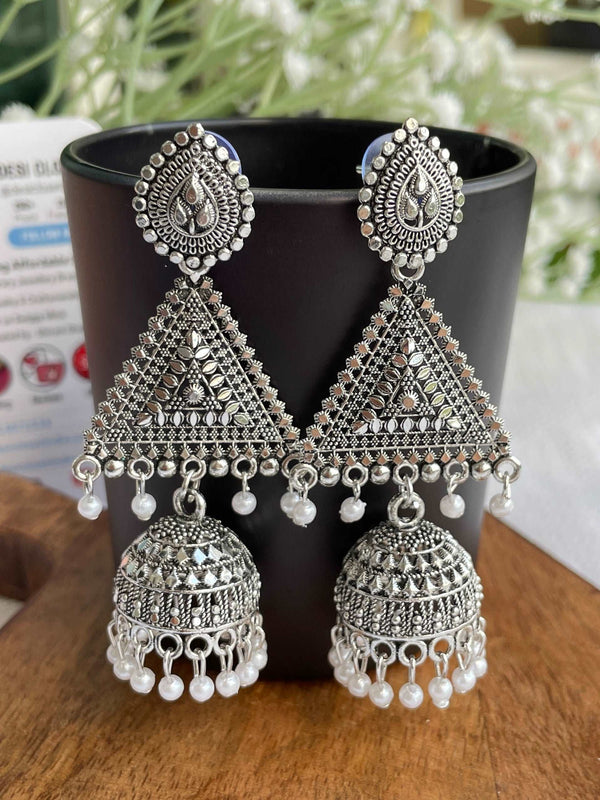 Glam Tikon Oxidised Jhumki Danglers - Desi Closet