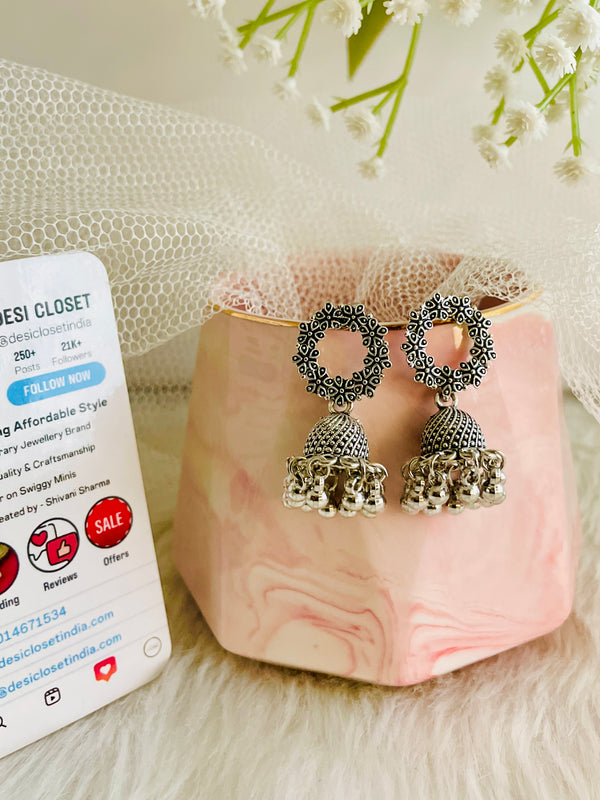 Oxidised Wreath Jhumkis - Desi Closet