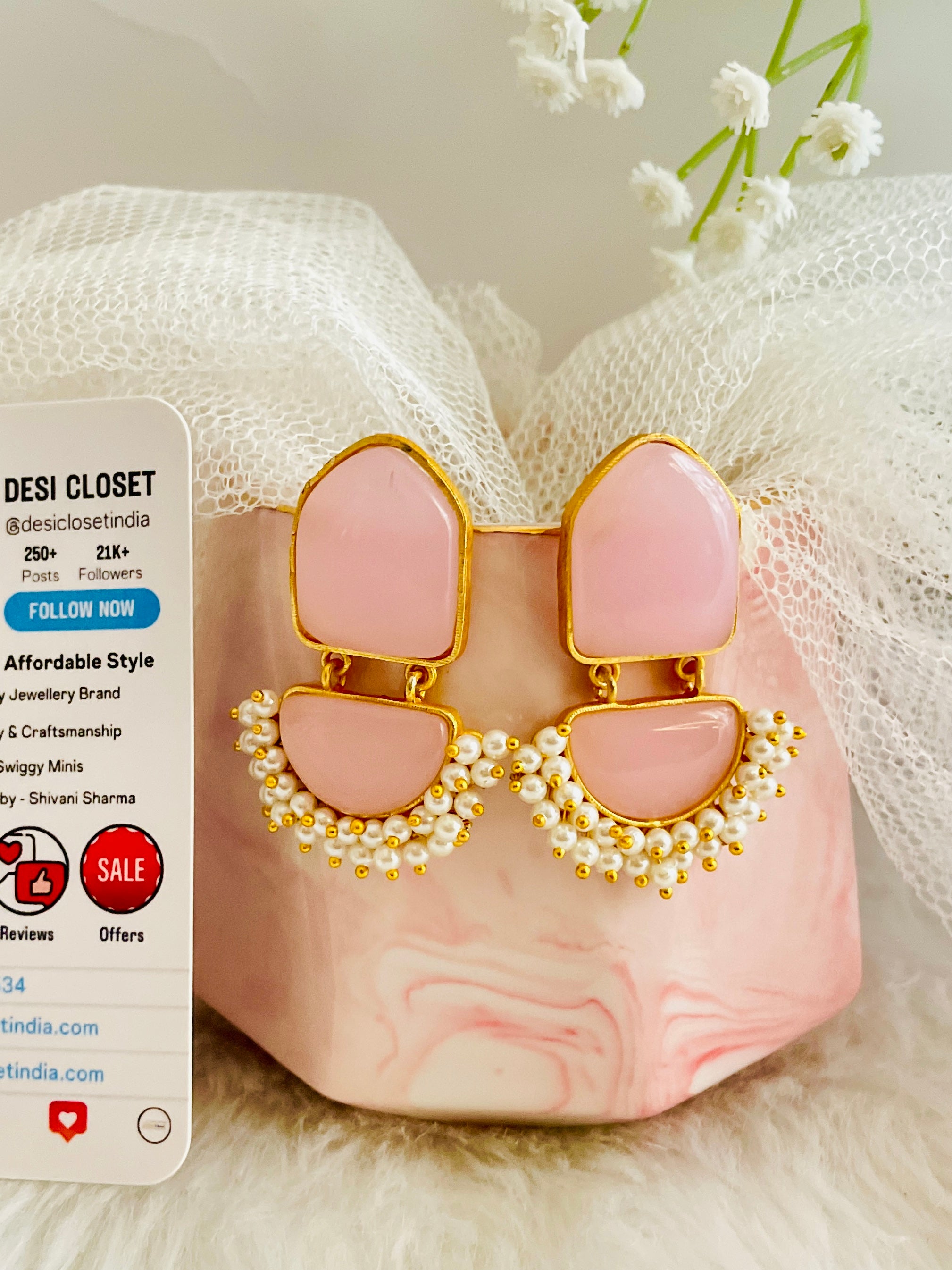 Pastel Pink Anchor Drop Earrings - Desi Closet