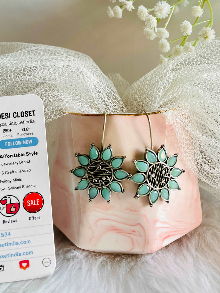 Blue Stone Thread Flowers - Desi Closet