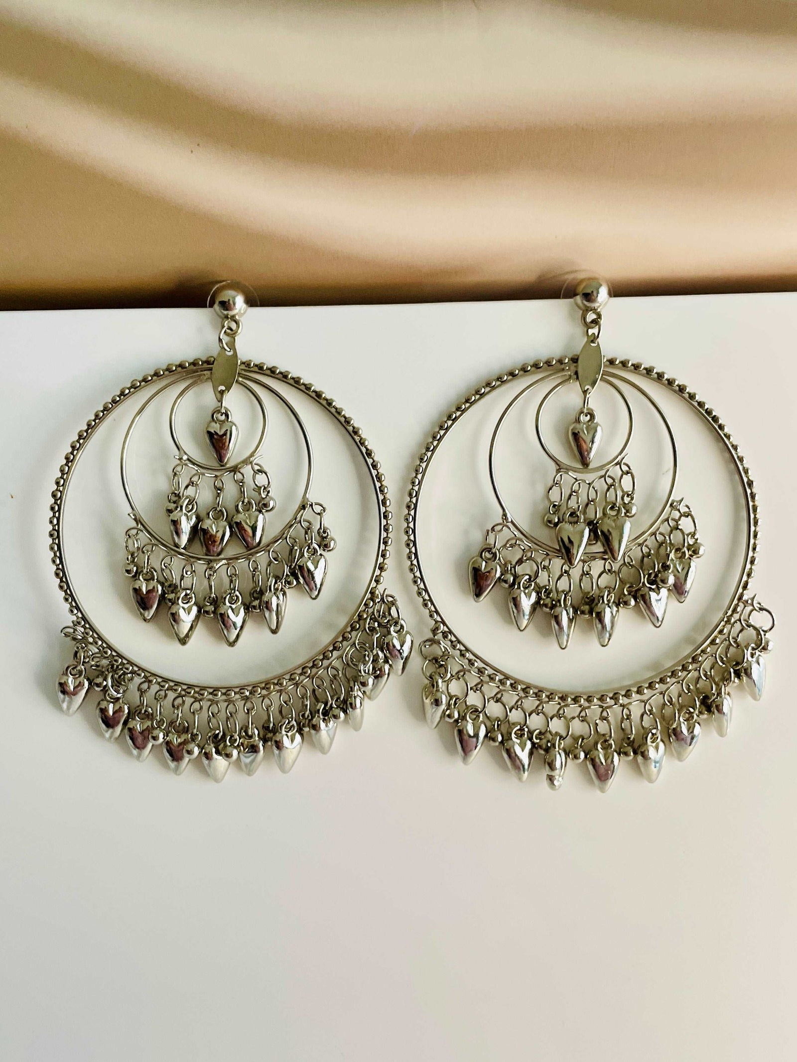Extra Large Layered Light Round Danglers - Desi Closet
