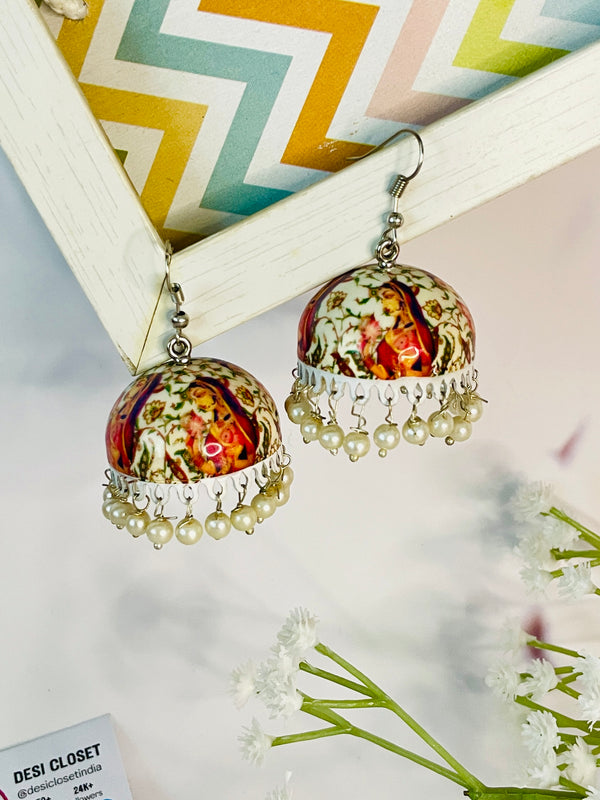 Meenakari Jhumki - Ghungat Jaya on White