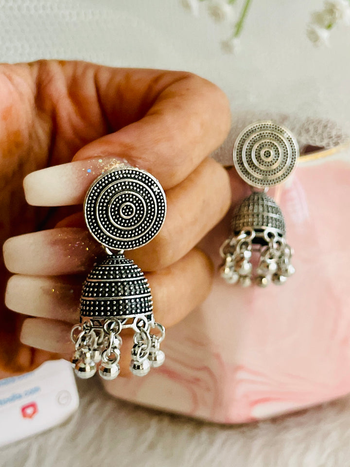 Oxidised Old School Jhumki - Desi Closet