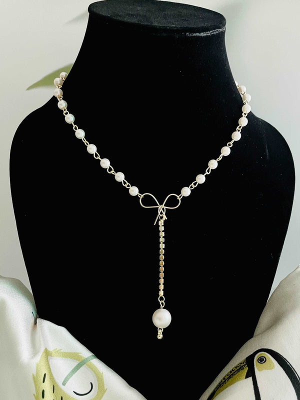 Bow Pearl Drop Neckline