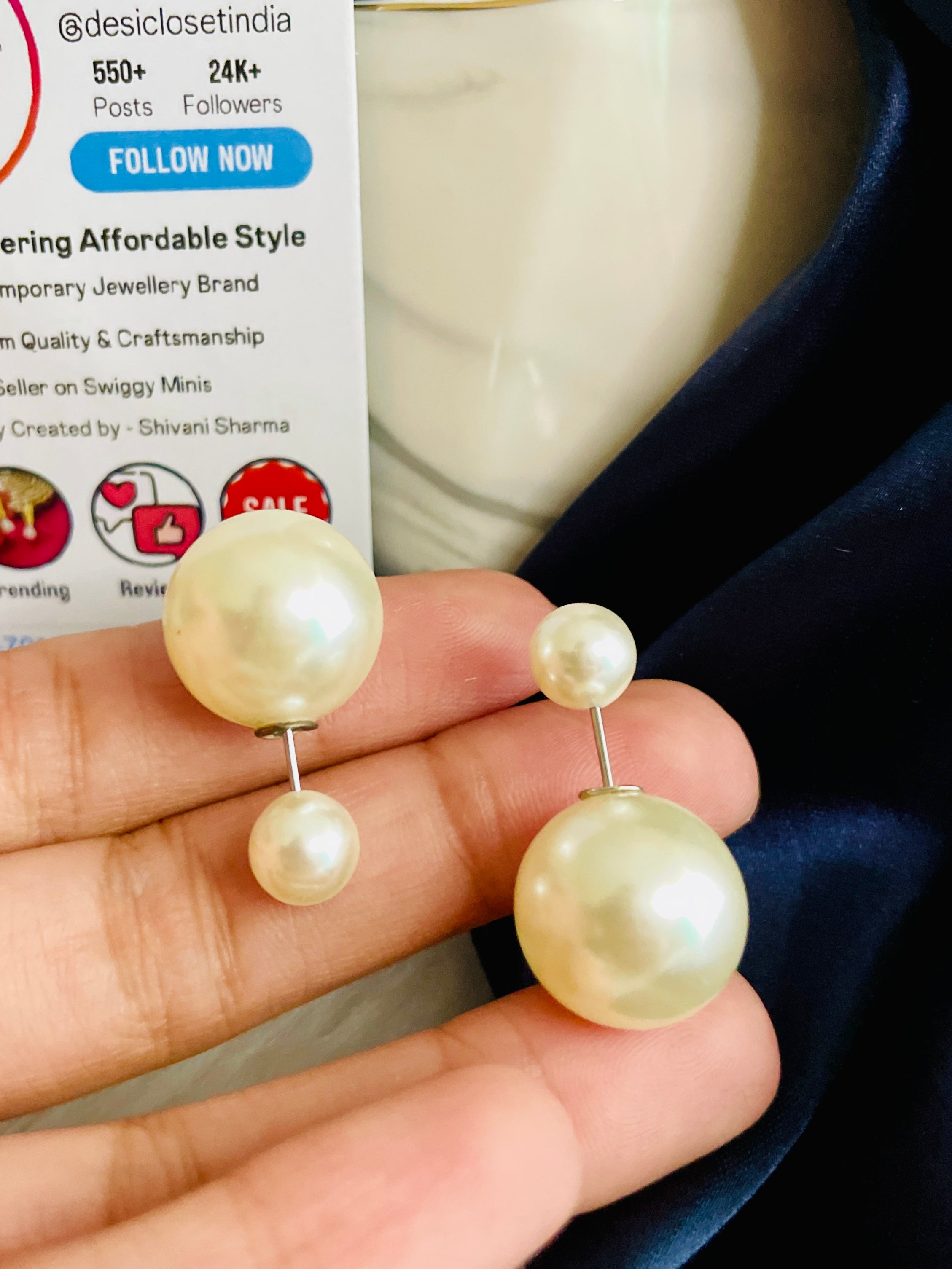 Pearl Back and Front Studs