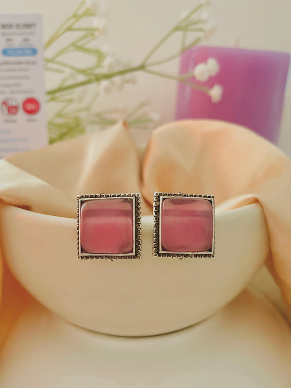 Pink Stone Poppins Studs