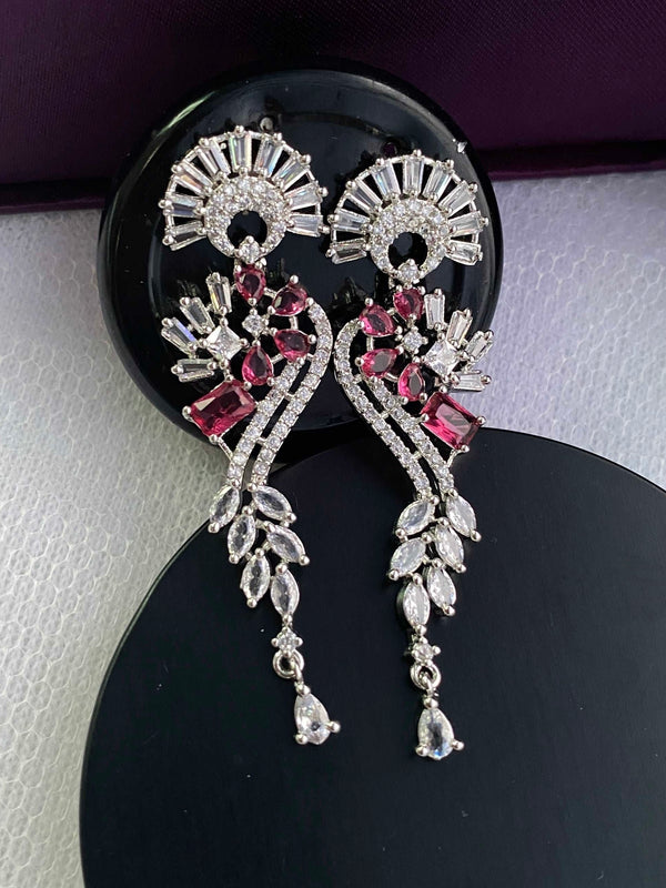 AD Premia Ruby Peacock Shape Drop Earrings