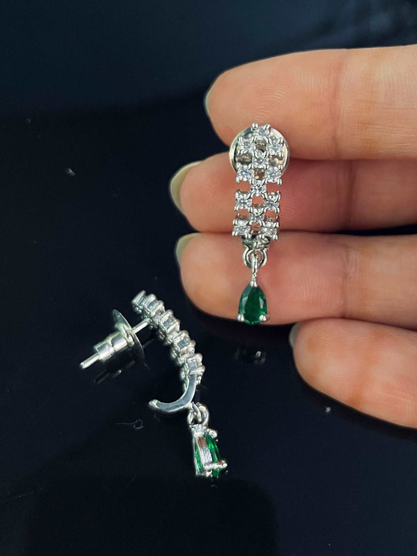 AD Emerald Green Small Daily Wear Cuff Earrings - Desi Closet