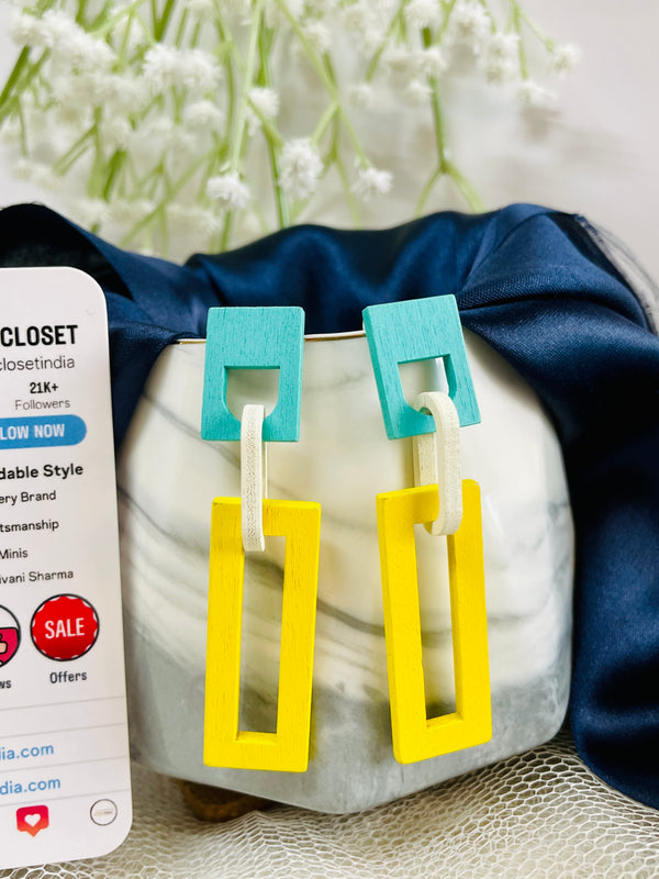 Neon Blue Yellow Danglers