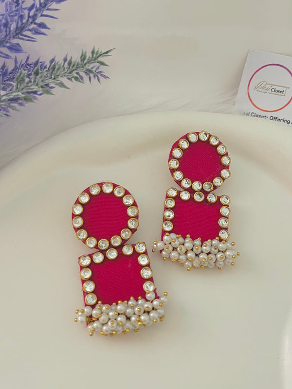 Pink Fabric Double Date Earrings