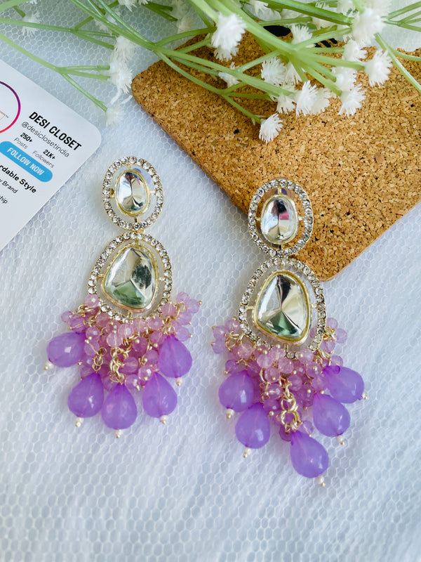 Lavender Premium Indian Earrings - Desi Closet