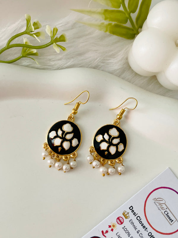 Laakh Black Lotus Bloom Earrings