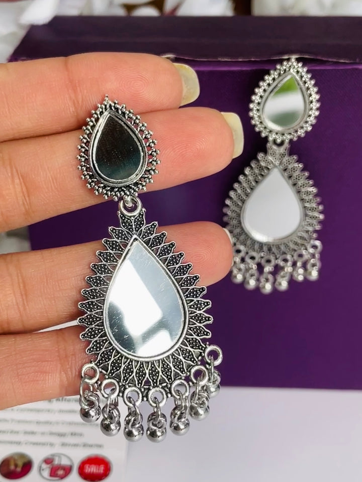 Mirror Slomo Oxidised Water Drops - Desi Closet