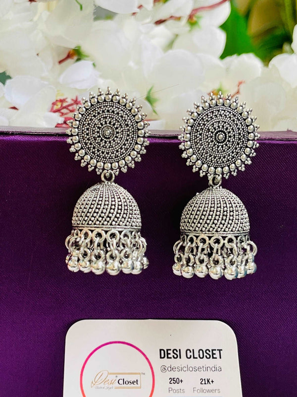 Afghani Pink City Jhumkis - Desi Closet